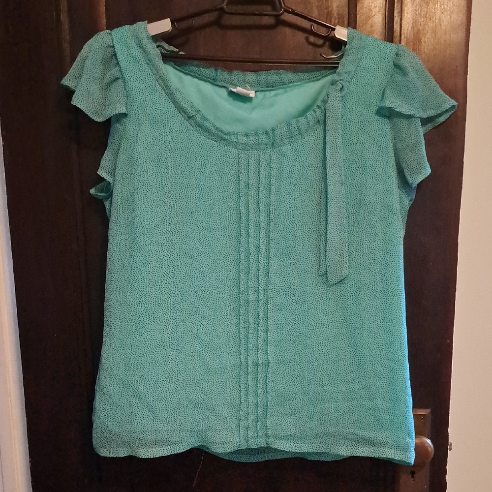 XXL Aqua/Teal Petal Sleeve Blouse